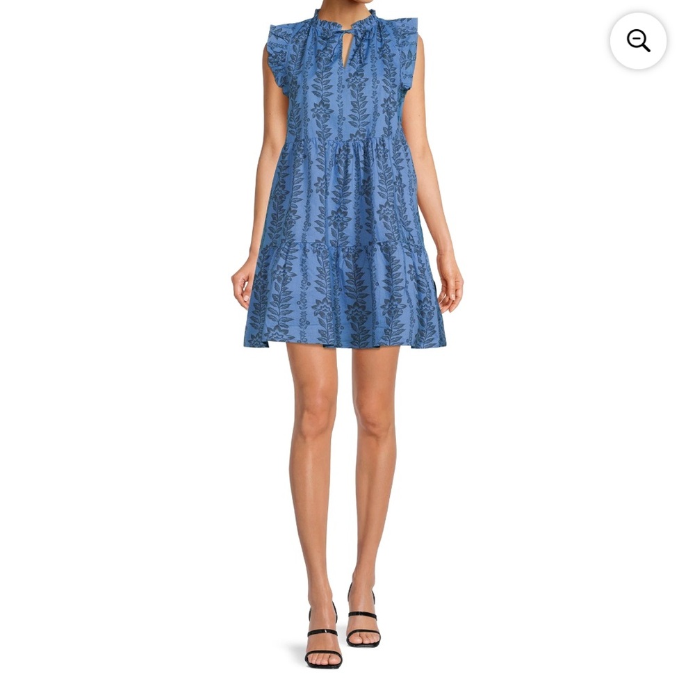Time and Tru Blue Ruffled Mini Sundress Size M